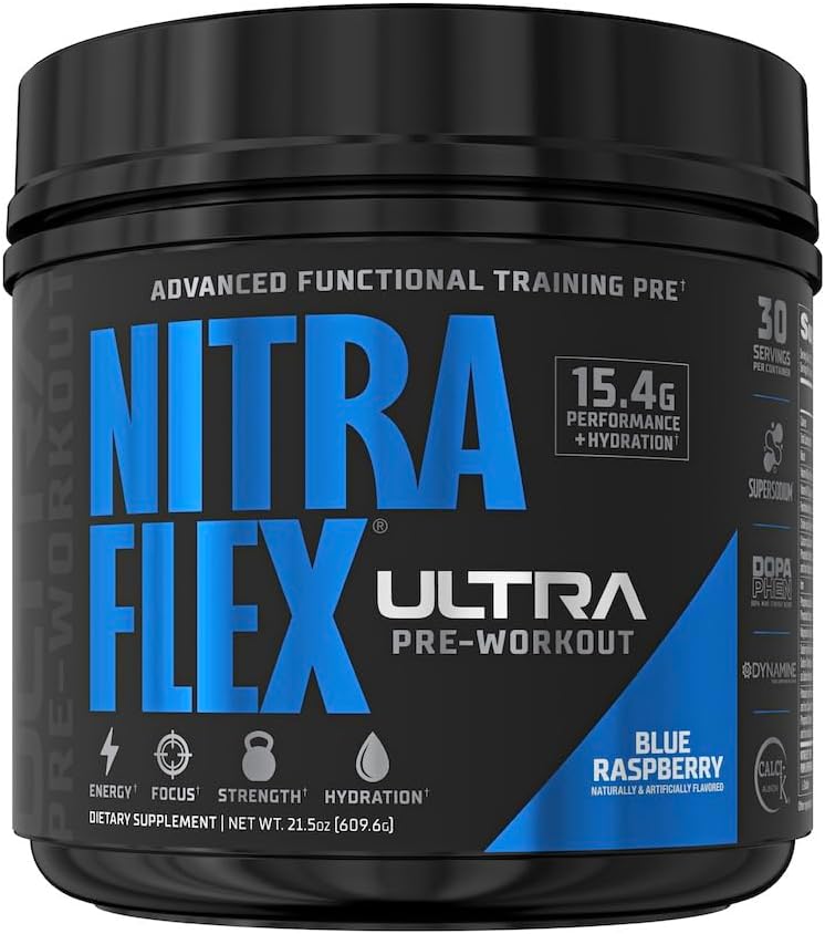 GAT SPORT Nitraflex Ultra Pre-Workout Supplement (30 Servings, Blue Raspberry)