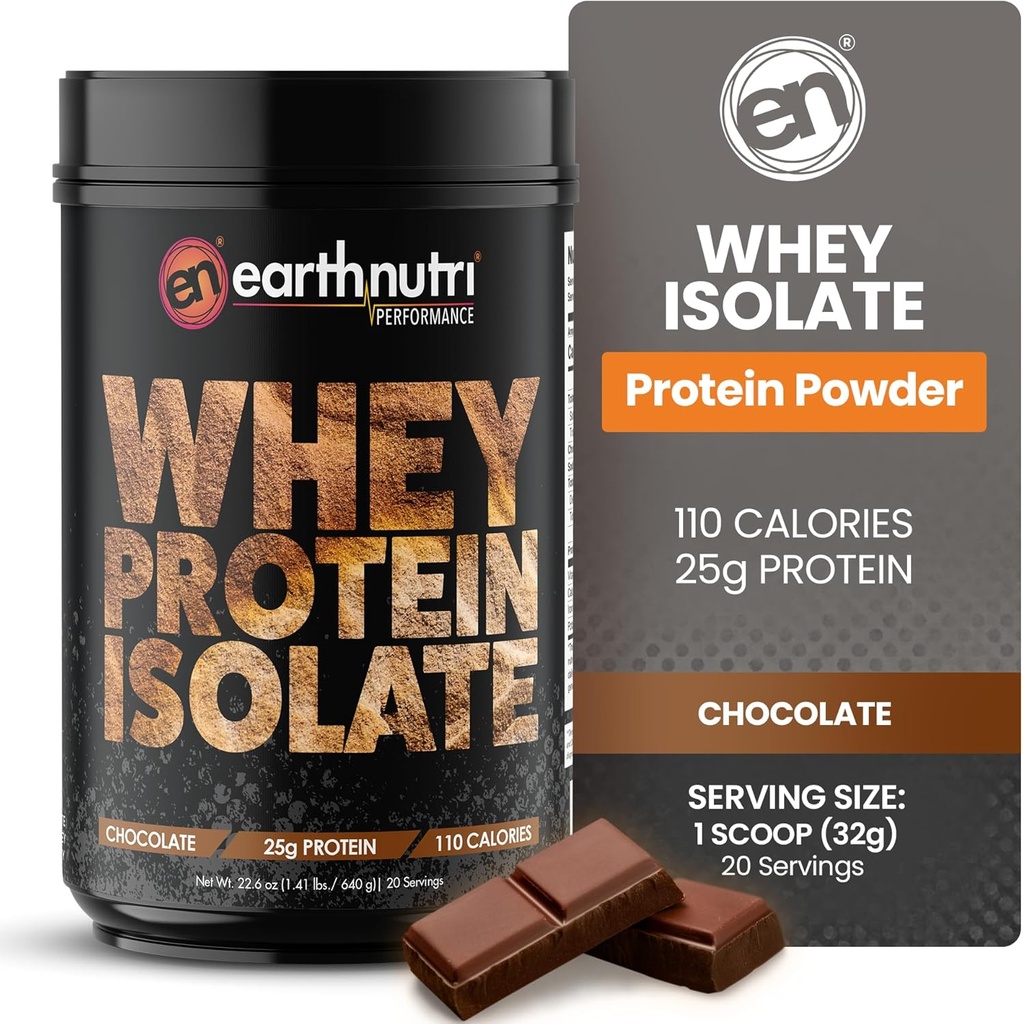 Whey Isolate Protein Powder – Post Workout Recovery Powder for Muscle Recovery & Growth – 25g Protein – Easily Digestible – Non-GMO & Gluten-Free – Chocolate Flavor – 20 Servings (1.41 lbs)