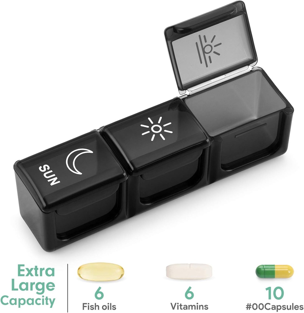 BUG HULL Weekly Pill Organizer 3X a Day, Daily 7 Day Pill Box 3 Times a Day, Travel Medicine Pill Organizer Pill Case Container for Vitamins, Supplements