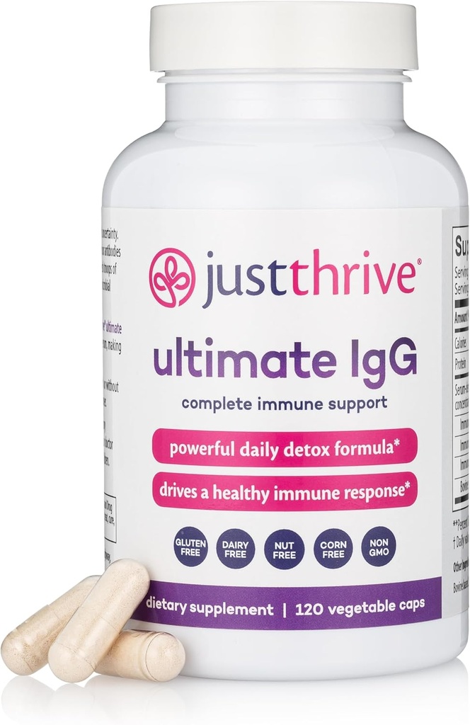 Just Thrive - Ultimate IgG - Complete Immune Support Supplement - Detox Formula, 120 Vegetable Capsules