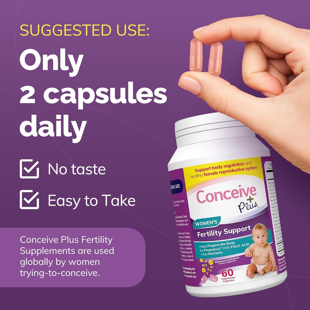 [BRSWYGATBMFRQGTU] CONCEIVE PLUS Ovulation + Women's Fertility Combo, Supports Fertility and Ovarian Regulation, 60 + 120 Capsules