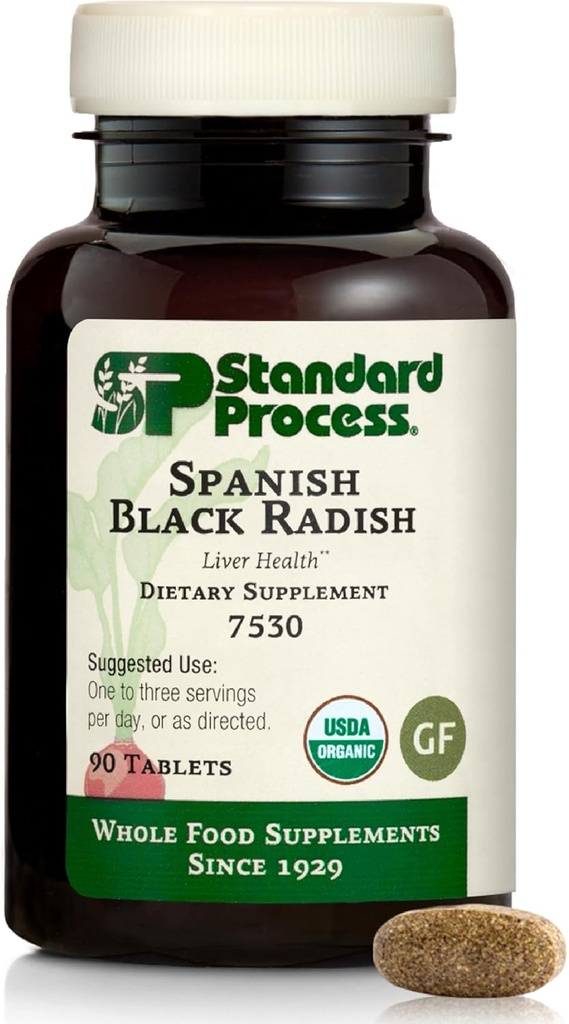 Standard Process Spanish Black Radish - Liver Health Dietary Supplement - Gallbladder Health & Digestion Cleanse Support - Gluten-Free, Non-Dairy & Non-Soy - 90 Tablets