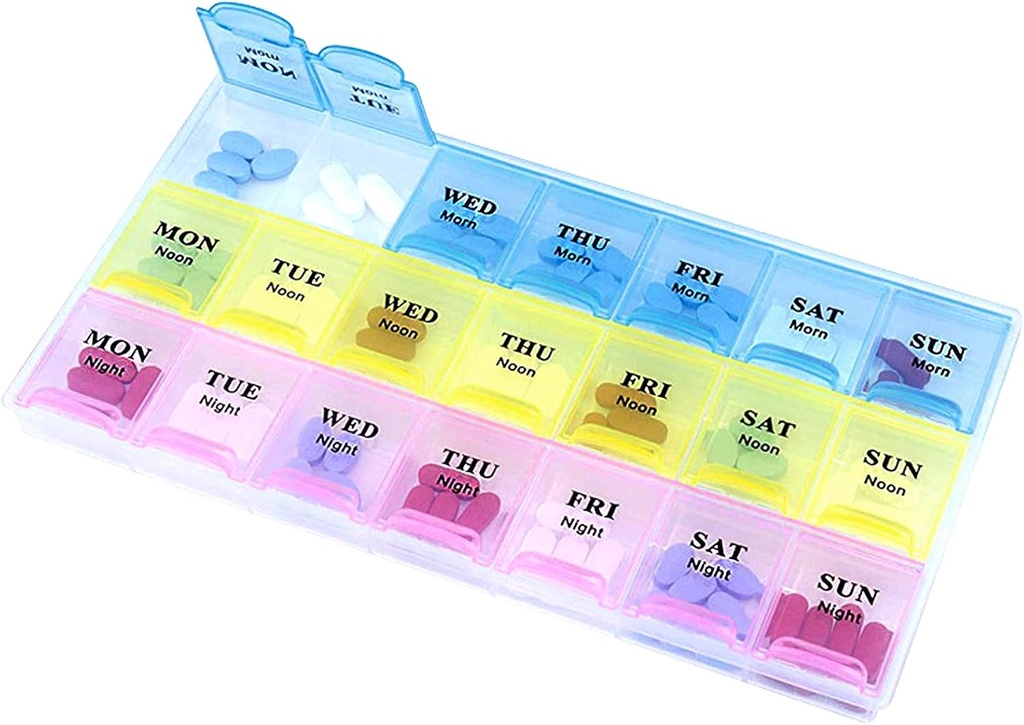INVODA Weekly Pill Organizer 3 Times a Day Pill Case Large Medicine Planner 7 Day Pill Box for Vitamin Fish Oils Medication Supplement