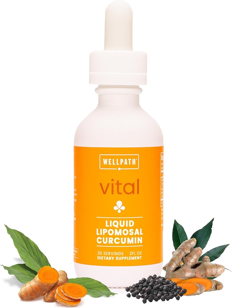 WellPath Liposomal Curcumin Supplement | Liquid Turmeric Drops with Black Pepper Extract | Enhanced Absorption | Non-GMO, Vegan, 2 oz