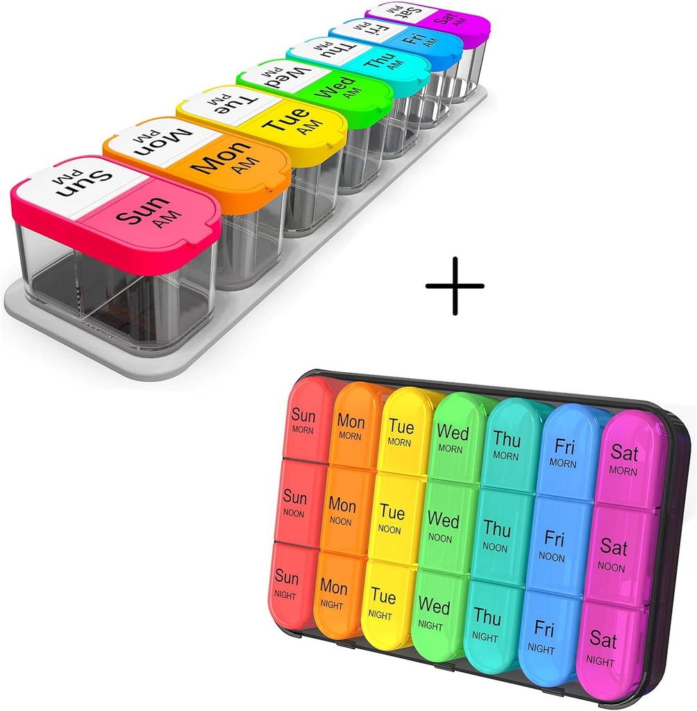Large Pill Organizer 2 Times a Day, Pill Organizer 3 Times a Day, Pill Box 7 Day, Pill Cases Organizers 7 Day, Daily Pill Box Organizer, Medicine Organizer Box to Hold Vitamins and Medication