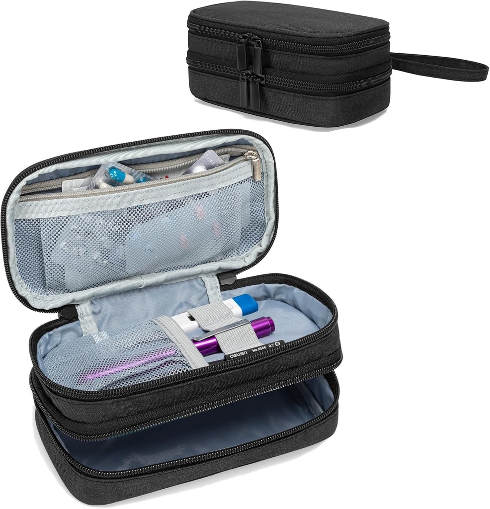 Trunab Portable Travel Bag with Weekly Pill Box Organizer 2 Times a Day, Pill Case for Pills, Vitamin, Fish Oil, Supplements Holder