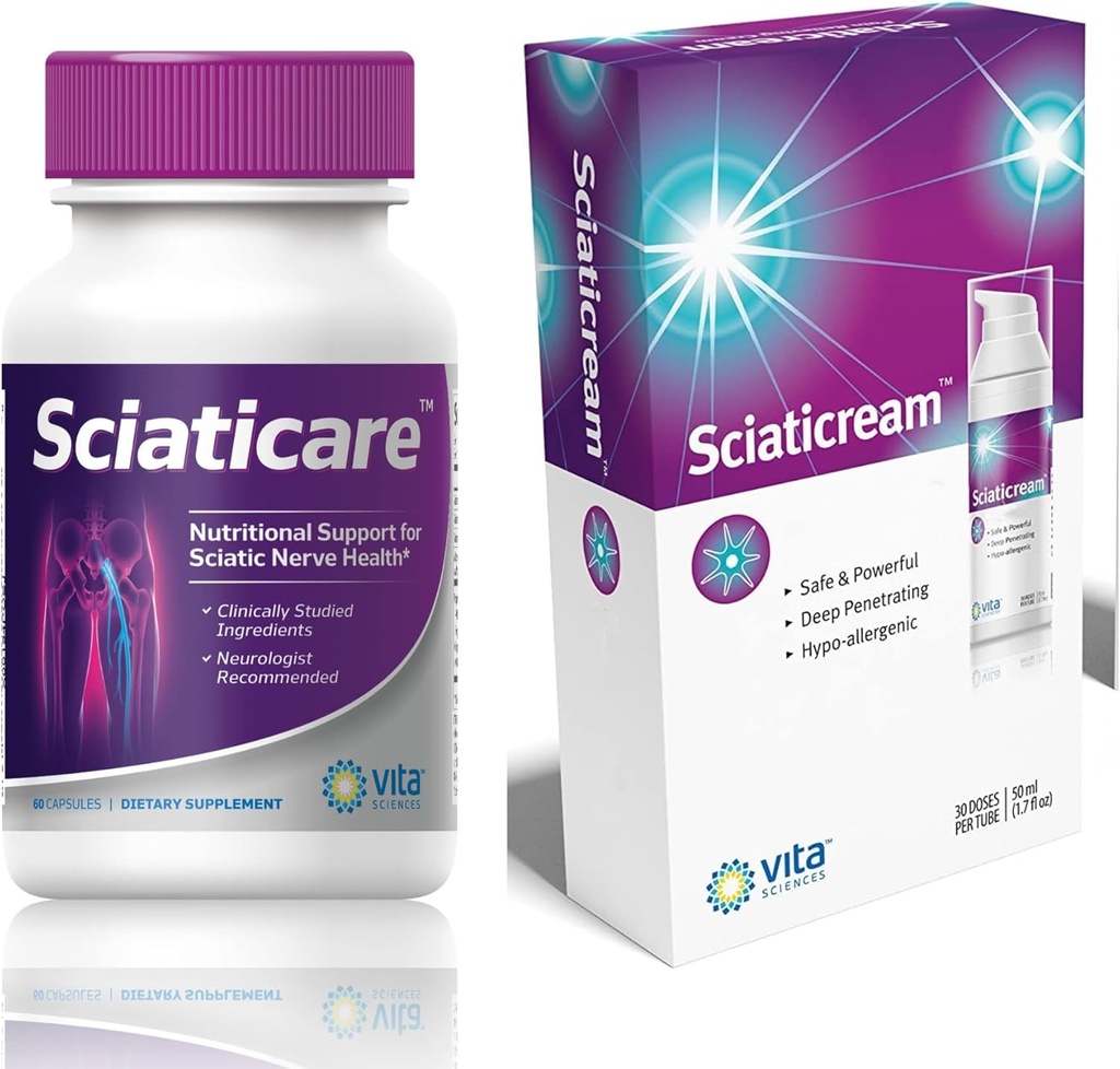 Ultimate Sciatic Nerve Support Bundle Sciatica Nerve Soothing Supplement and Sciatica Cream
