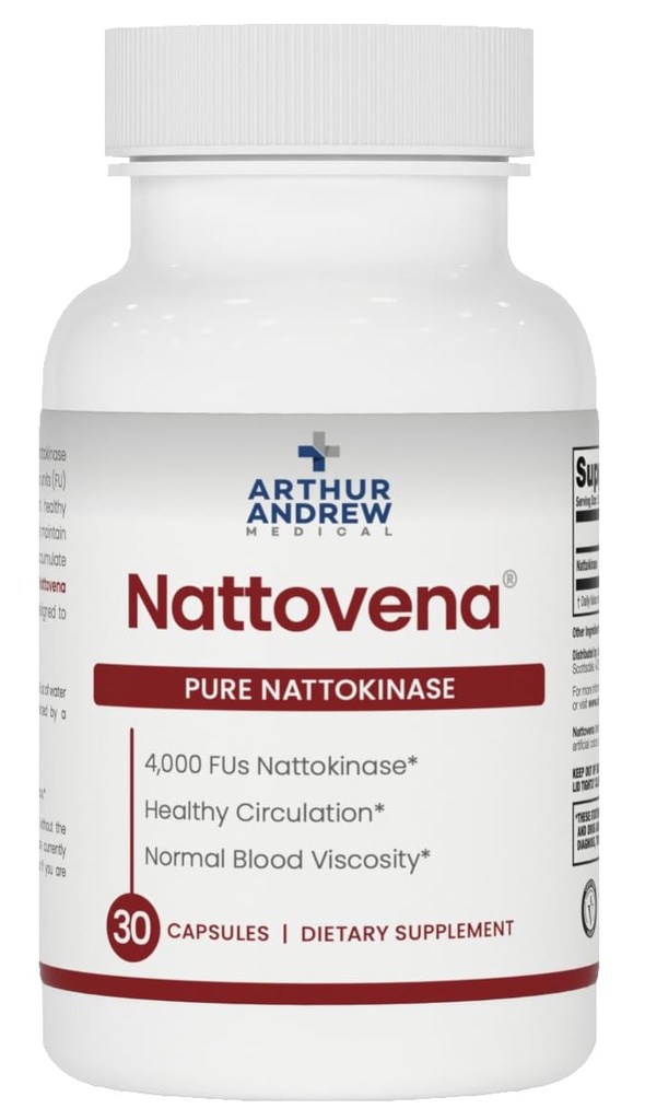 Arthur Andrew Medical - Nattovena, Pure Nattokinase, Circulatory and Heart Health, Vegan, Non-GMO, 30 Capsules