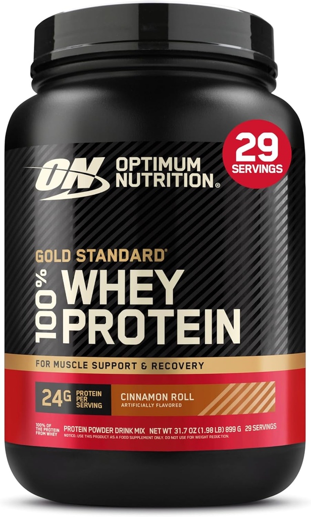 [BRSROBQNOQJR4G3V] Optimum Nutrition New Flavor Gold Standard 100% Whey Protein Powder, Cinnamon Roll, 2 Pound (Pack of 1) (Packaging May Vary)