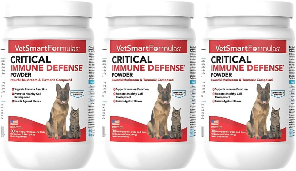 Critical Immune Defense for Dogs & Cats; Supports Normal Cell Growth - Turkey Tail, Reishi, Shiitake and Maitake Mushroom Formula with Patented White Turmeric Root Extract