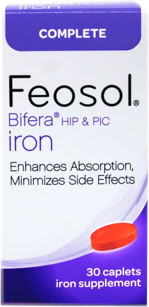 [BRSWGZQCBYPQOD35] Feosol Bifera HIP & PIC Iron Supplement, Complete - 30 Caplets, Pack of 3