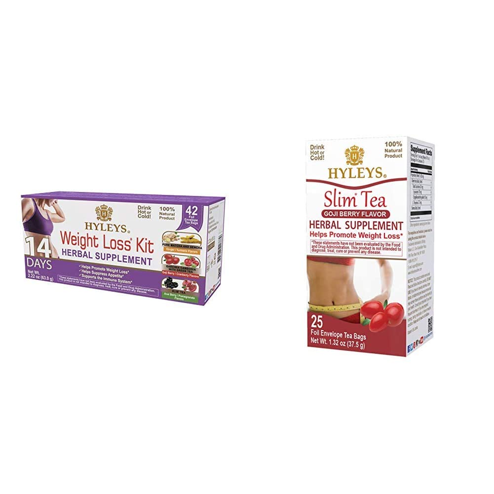 Hyleys 14 Day Weight Loss + Slim Tea Goji Berry Flavor - Weight Management Bundles (1 Pack)