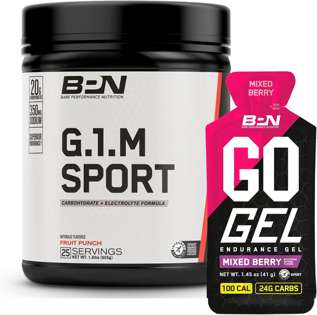 BARE PERFORMANCE NUTRITION BPN G.1.M. Sport Endurance Training Fuel & Go Gel Endurance Gel Mixed Berry Bundle