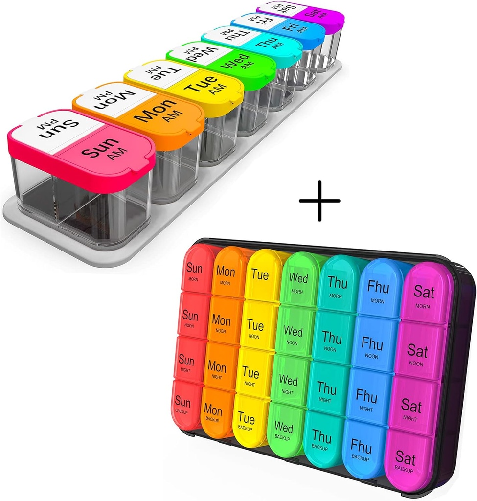 Extra Large Pill Organizer + Weekly Pill Organizer 4 Times a Day
