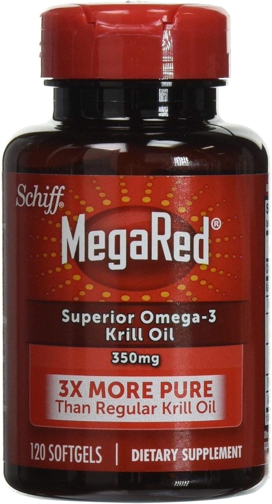 MegaRed Omega-3 Krill Oil 350mg Softgels, (120 Count in a Bottle), EPA & DHA Omega-3 Fatty Acids with No Fishy Aftertaste Unlike Fish Oil, Contains Antioxidant Astaxanthin