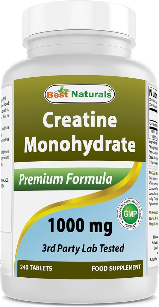 [BRSWIBY2OV5WKDY7] Best Naturals Creatine Monohydrate 1000 mg 240 Tablets