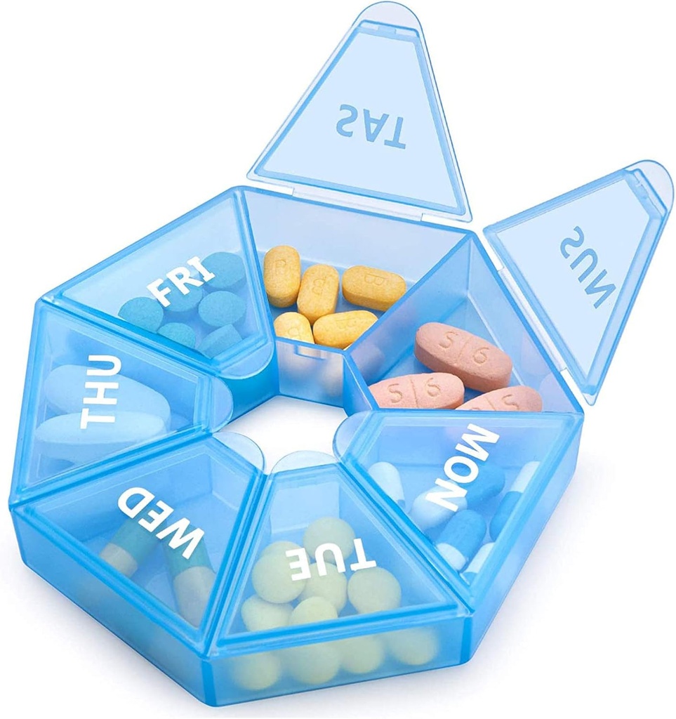 Weekly Pill Organizer Large 7 Day Pill Box Organizer Daily Medicine Case for Vitamin Fish Oil Pills Supplements Arthritis Friendly