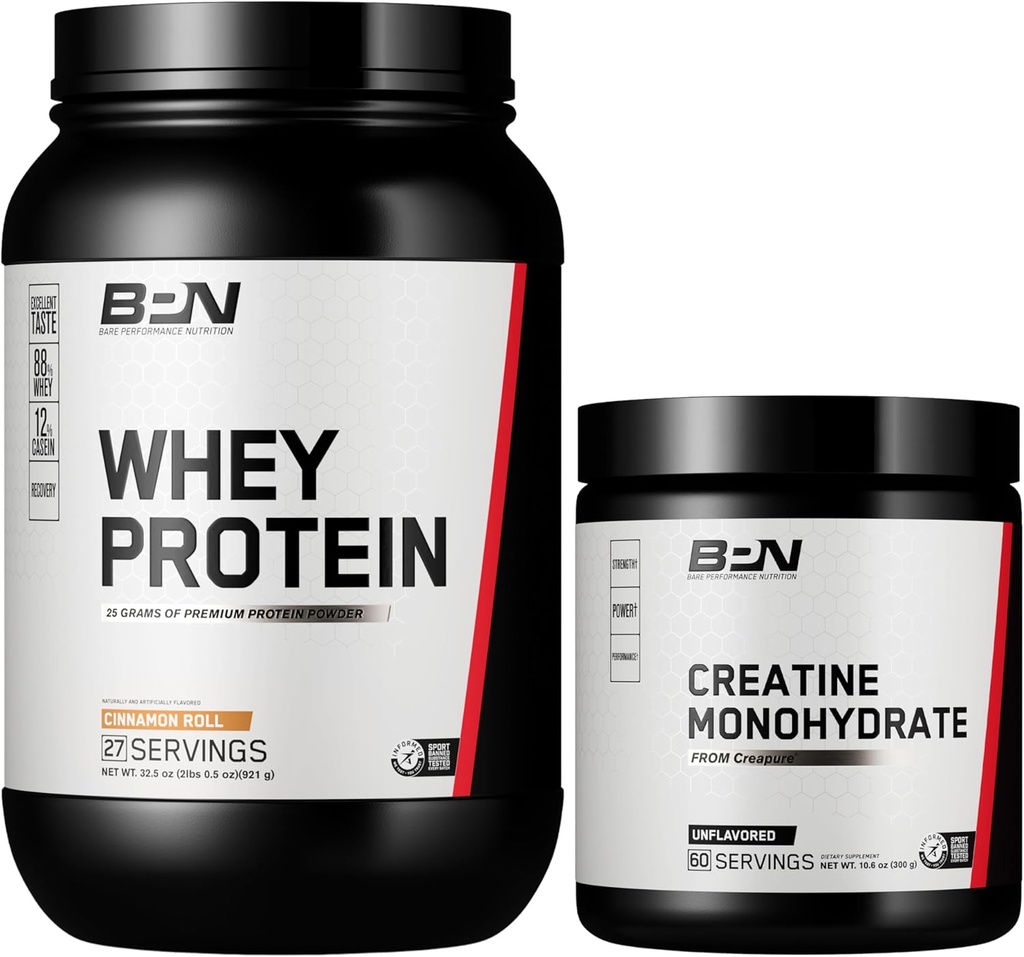 BARE PERFORMANCE NUTRITION BPN Whey Cinnamon Roll Protein + Creatine Bundle