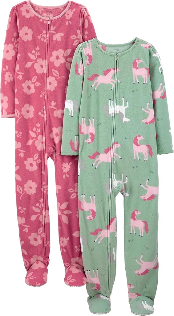 [BRSRAGITBMGWMG37] Simple Joys by Carter's Girls' 2-Pack Loose-fit Fleece Footed Pajamas