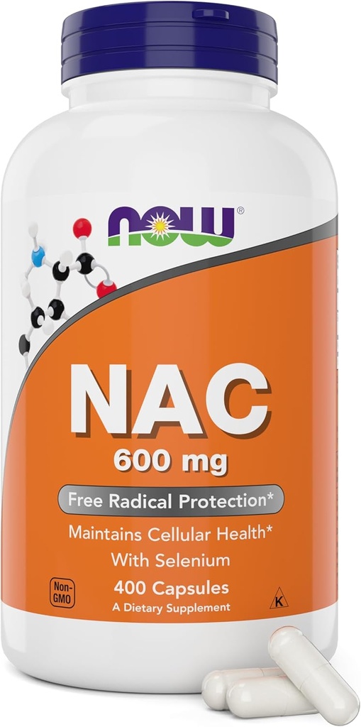 [BRSRMBQHPMNBO3T5] Now NAC 600 mg, 400 Capsules, N-Acetyl Cysteine with Selenium