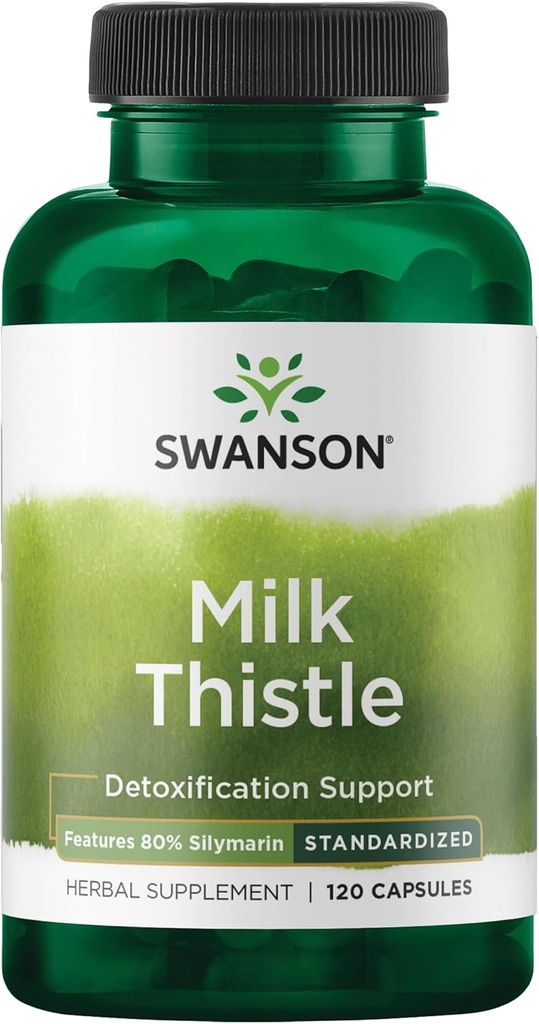 Swanson Milk Thistle (Standardized) - Herbal Liver Support Supplement w/ 80% Silymarin - Natural Formula Helping to Maintain Overall Health & Wellbeing - (120 Capsules)