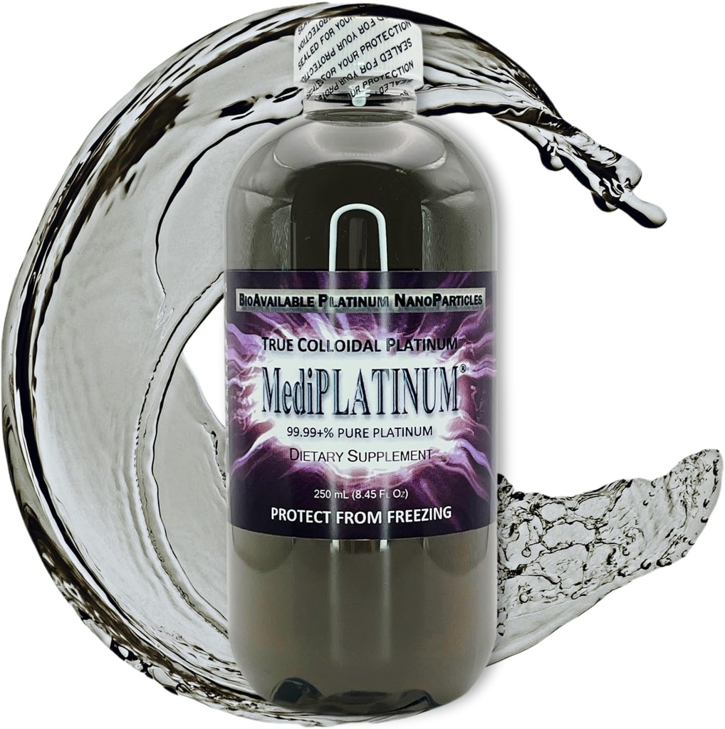 [BRSROC3QCAMQE2A7] MediPLATINUM True Colloidal Platinum Dietary Supplement - 250 mL (8.45 Fl Oz) in Clear BPA-Free Plastic Bottle