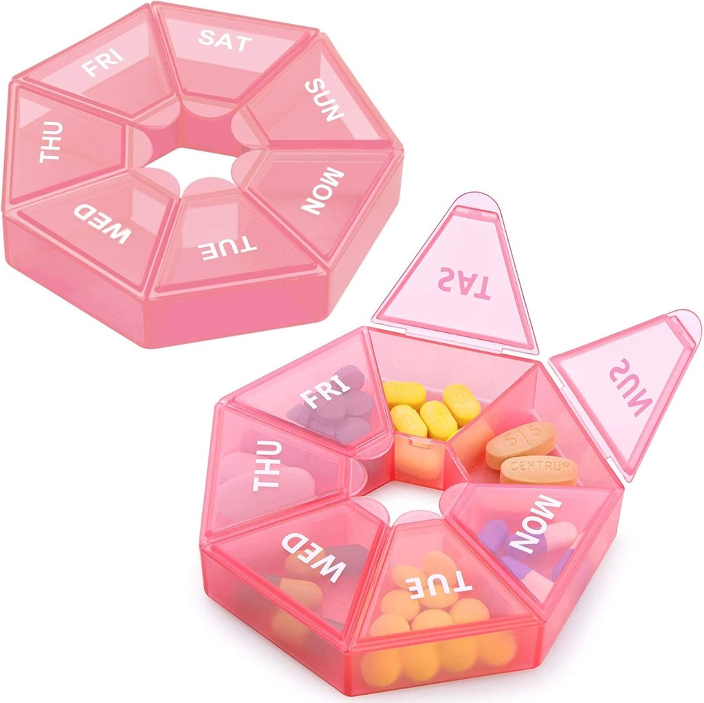 2PCS Weekly Pill Organizer Large 7 Day Pill Box Organizer Daily Medicine Case for Vitamin Fish Oil Pills Supplements Arthritis Friendly