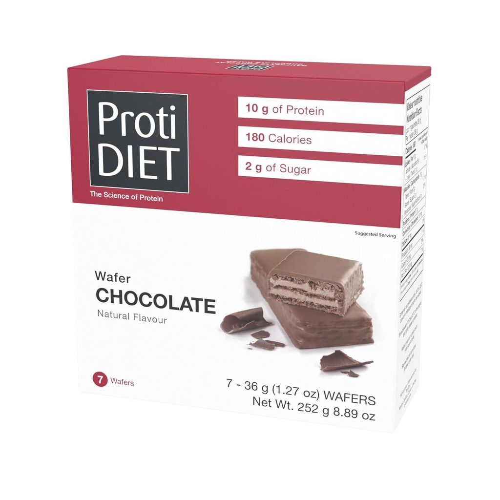 [BRSWGGD3C4GQOFLK] ProtiDIET Chocolate Protein Wafer Bars - High-Protein Low Sugar Snacks, No Trans Fat Energizing Nutrient-Rich Chocolate Wafers, Perfect On The Go Nutritional Snack - 7 Protein Wafers Per Box
