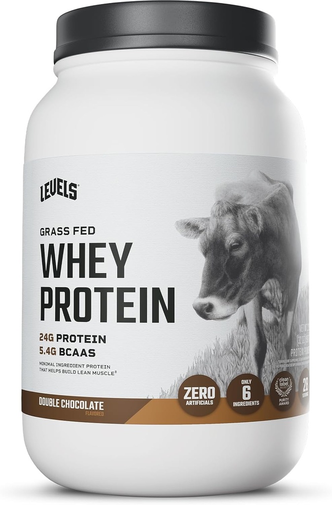 Levels Grass Fed Whey Protein Powder, No Artificials, 24G of Protein, Double Chocolate, 2LB