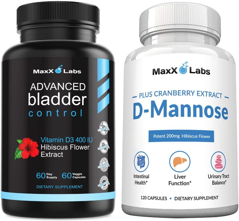 Advanced Bladder Control Supplements for Women & Men 60Ct + D Mannose Capsules - Fast Acting 1400 MG Extra Strength DMannose for Bladder Health 120 Ct