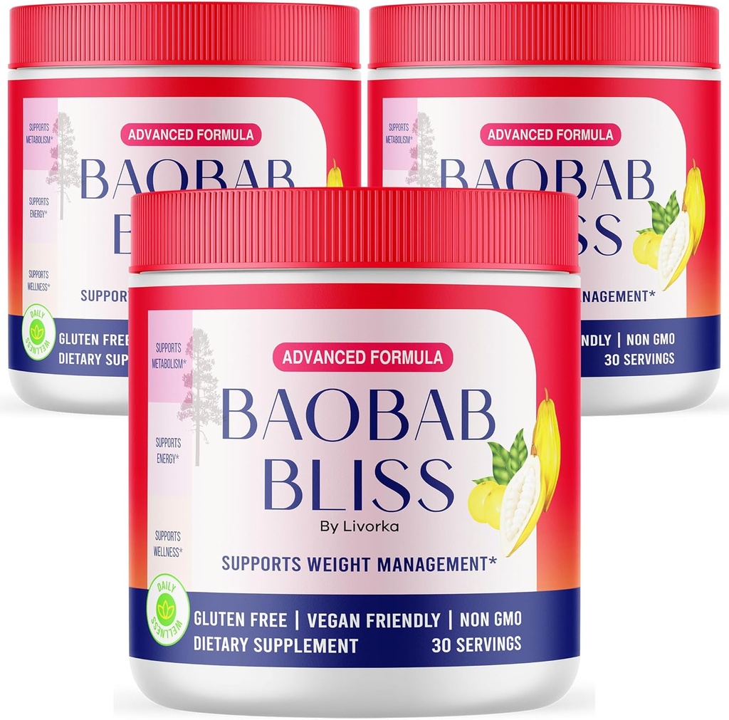 (3 Pack) Baobab Bliss Powder, Baobab Bliss Organic Powder, Baobab Bliss Powder All Natural Fiber Supplement, Baobab Bliss Fruit Powder, Baobab Bliss Powder Organic Review, 90 Servings For 3 Months