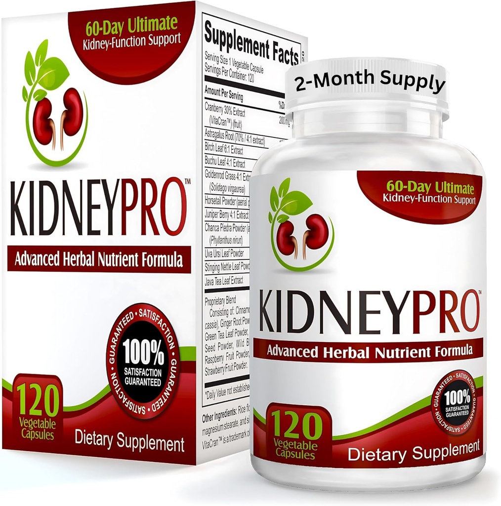 Kidney-Pro: with 21 Kidney Health Supplements in 1 Formula (Total Kidney Support),120 capsules.