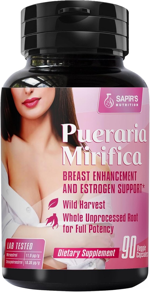 Pueraria Mirifica Capsules 2000mg Daily - Breast Enhancement Pills and Estrogen Supplement for Women and Men, Breast Enlargement Pills for Women and Transgender - Breast Growth Breast Enhancer