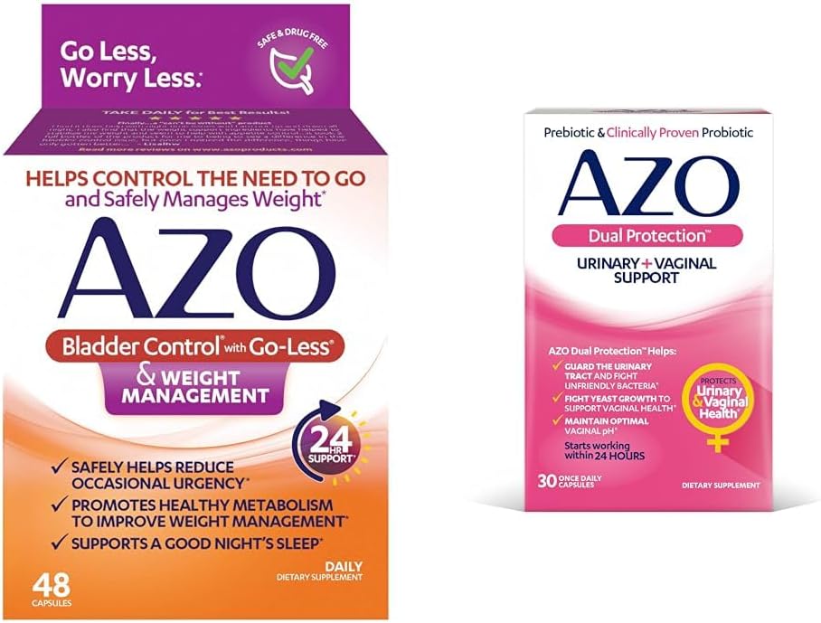 AZO Bladder Control with Go-Less® & Weight Management Dietary Supplement & Dual Protection | Urinary + Vaginal Support*