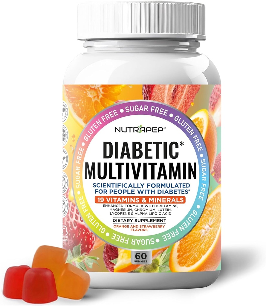 Premium Multivitamin Chewable Gummies for Women & Men - Sugar-Free & Gluten Free Supplement Vitamins - Calcium Magnesium Zinc Manganese Thiamine Biotin…