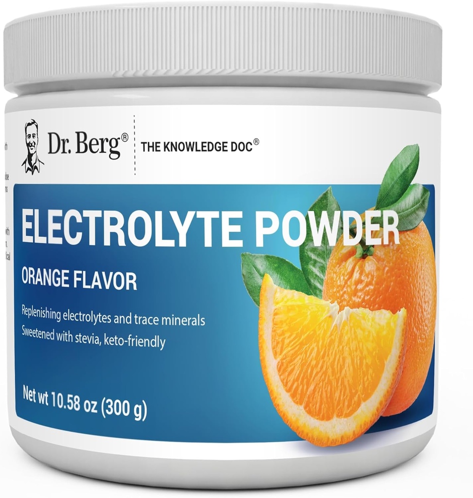 Dr. Berg Zero Sugar Hydration Keto Electrolyte Powder - Enhanced w/ 1000 mg of Potassium & Real Pink Himalayan Salt (NOT Table Salt) - Orange Flavor Hydration Drink Mix Supplement - 50 Servings