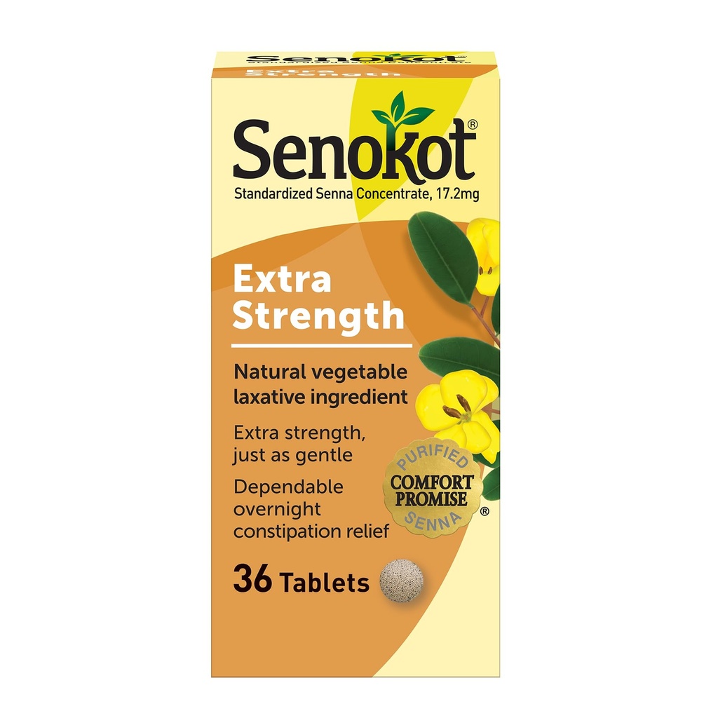 Senokot Extra Strength Senna Laxative Tablets, 36 Tablets, Laxatives for Constipation Relief, Overnight Relief for Adults
