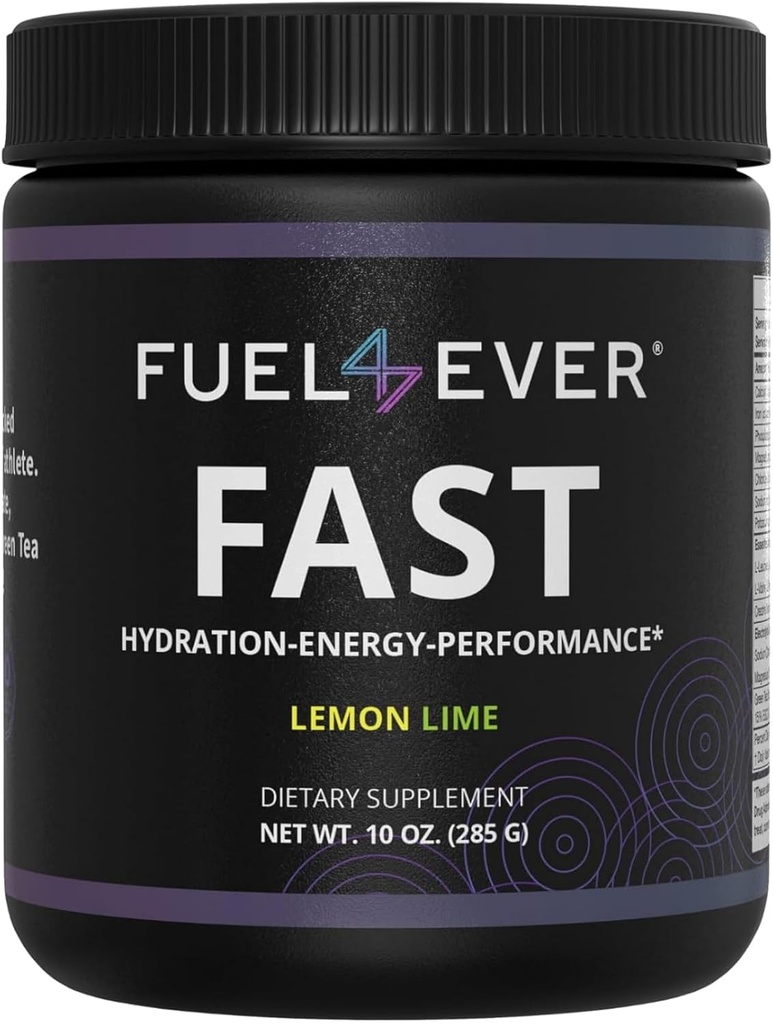 Fast Fasting Electrolyte Powder | with Creatine, Essential Amino Acids & Green Tea Extract | No Sugar, No Artificial Sweeteners or Ingredients | Lemon Lime Flavor 30 Servings