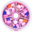 Pill Organizer Travel Pill Case for Purse Portable Pill Box Round Weekiy Pill Container for Vitamin Fish Oil Pills Supplements (Pink)