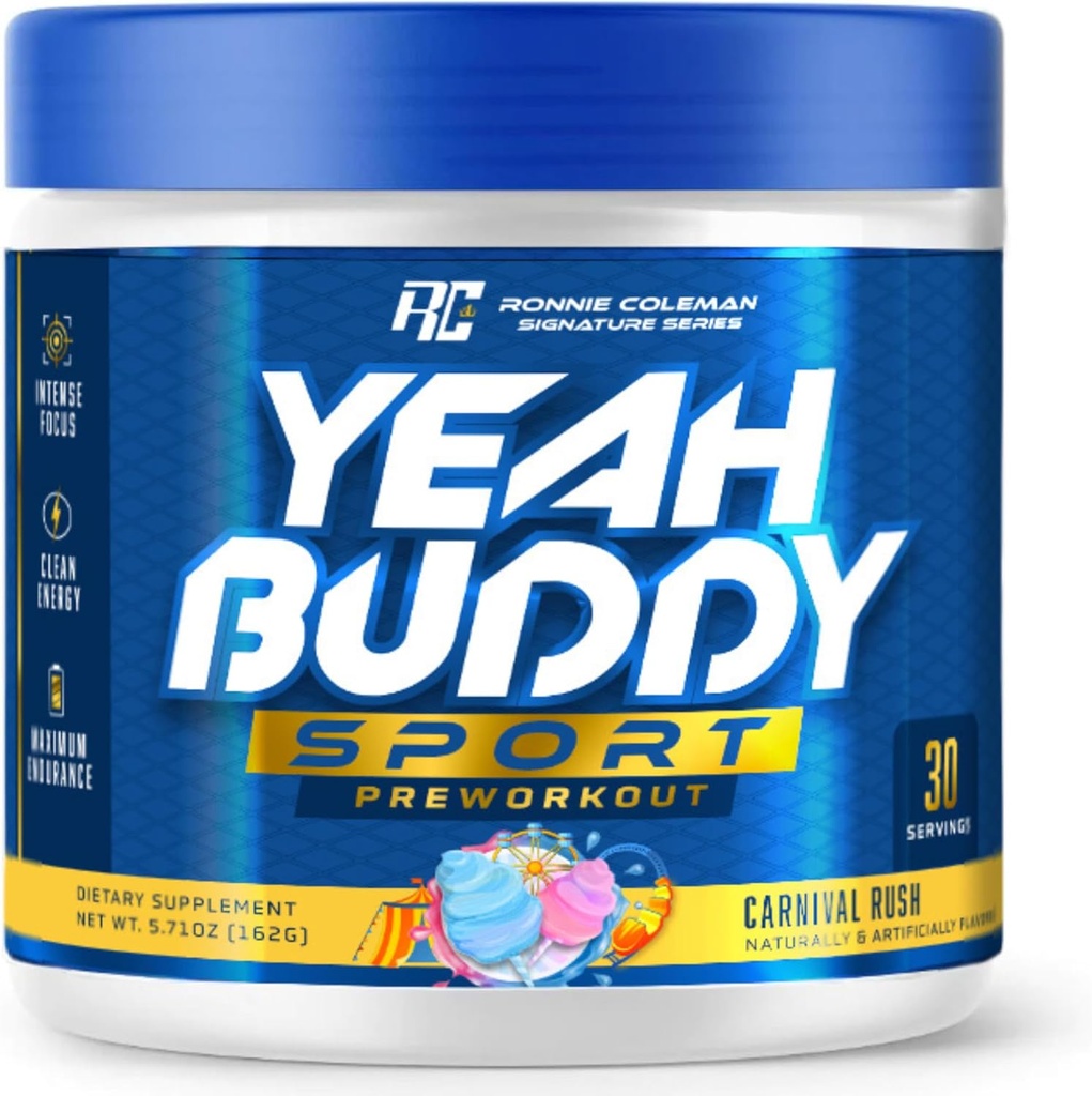 Ronnie Coleman Signature Series New Pre Workout Powder for Women & Men, Preworkout w/Amino Acid Beta Alanine, L Citrulline, Caffeine for Energy Support, Endurance & Focus (Carnival Rush)