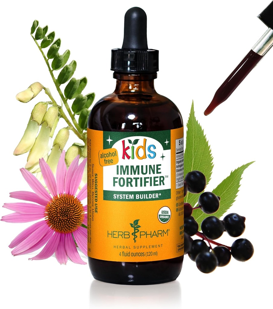 [BRSWK2YTAUMACCIZ] Herb Pharm Kids Certified-Organic Alcohol-Free Immune Fortifier Liquid Herbal Formula, 4 Ounce