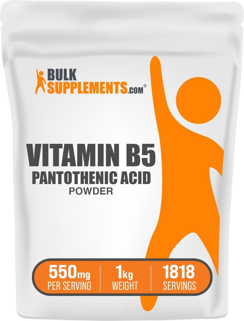 BulkSupplements.com Vitamin B5 Powder - as Calcium Pantothenate, B5 Vitamins - Gluten Free, 500mg of Vitamin B5 Pantothenic Acid per Serving, 1kg (2.2 lbs) (Pack of 1)