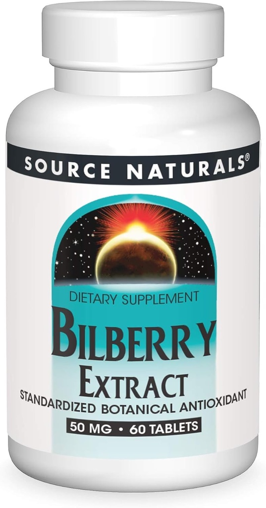 Source Naturals Bilberry Extract 50 mg Standardized Botanical Antioxidant - 60 Tablets