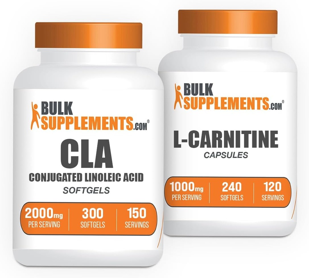 BulkSupplements CLA 2000mg Softgels + L-Carnitine Capsules Bundle