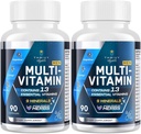 Men Multivitamins 50 Plus - Daily Multivitamin for Men with Fermented Herbal Extracts & 43 Nutrients - Mens Vitamins Supports Memory & Brain, Energy, Bone Health (2 Pack)