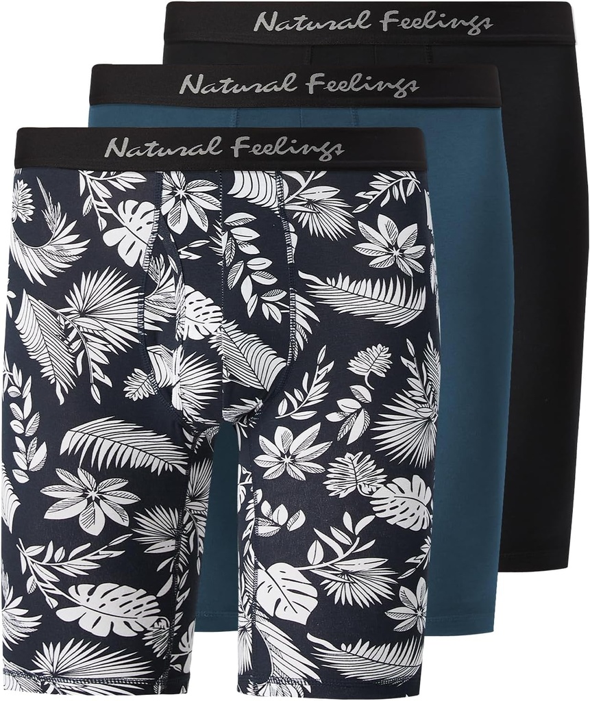Natural Feelings Mens Underwear Modal Boxer Briefs 9 Inch Long Leg Boxer Briefs for Men Pack