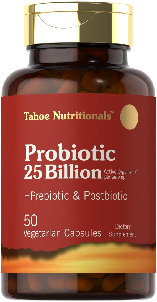Tahoe Nutritionals Prebiotic, Probiotic & Postbiotic | 25 Billion CFU | 50 Powder Pills | Men and Women's Digestive Health | Vegetarian and Non-GMO Supplement