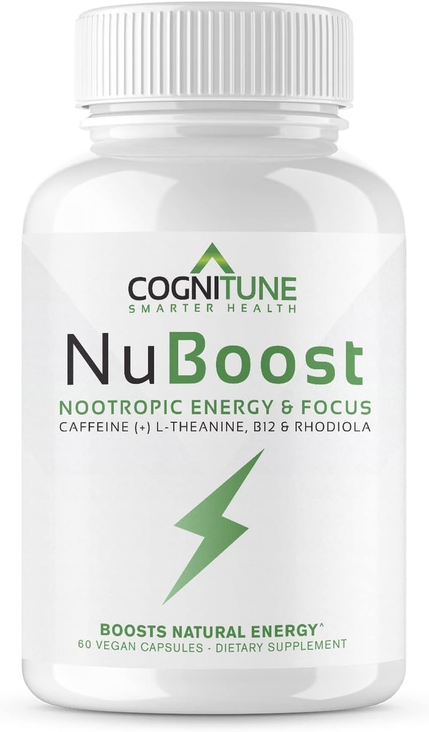 Caffeine Pills 100mg with L-Theanine & B12 – Natural Energy + Focus Supplement – Clean Energy Pills for Men & Women – Caffeine L Theanine Nootropic – 60 Vegan Capsules