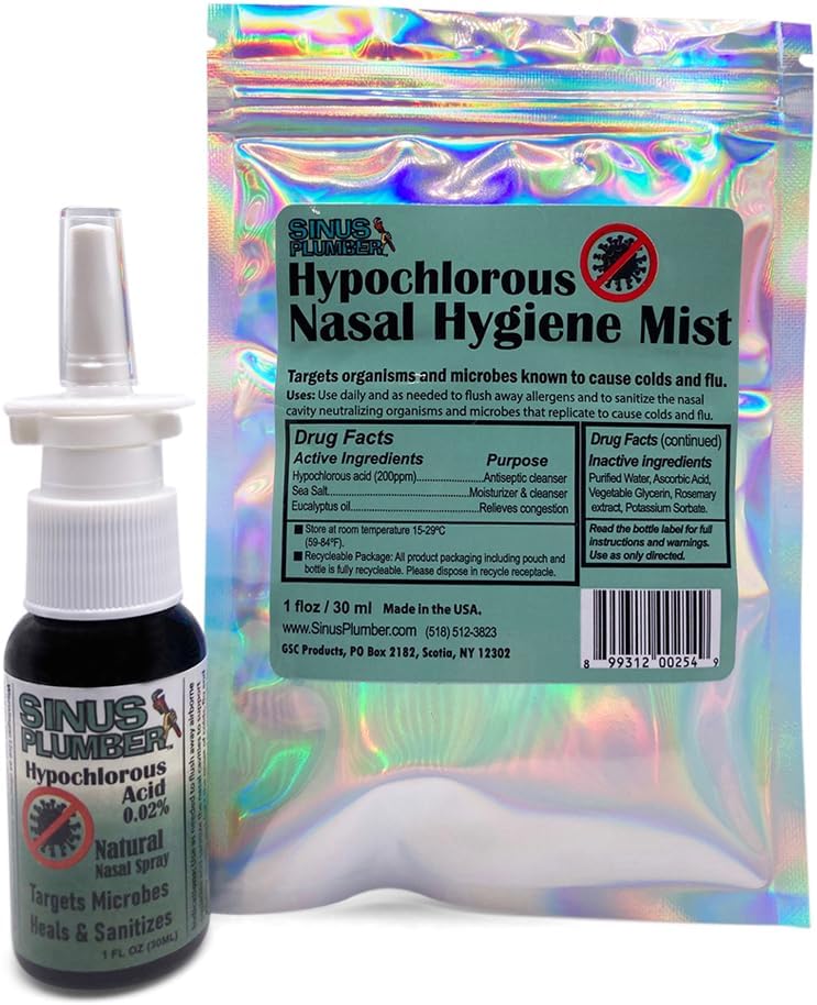 Sinus Plumber Antimicrobial Nasal Spray Removes Bacteria with Electrolyzed Water and Hypochlorous Acid