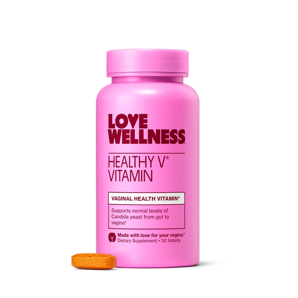 Love Wellness Healthy V Vitamin | Women's Vaginal Health Supplement | pH Balance, Gut Health & Immune Support Supplement | Balance of Candida Yeast with Turmeric, Garlic & Coconut Oil | 30 Count